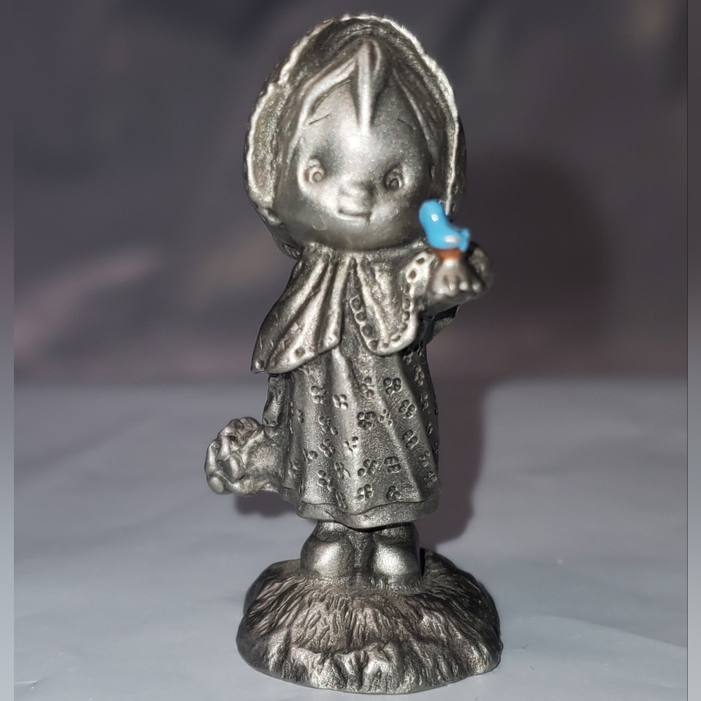Hallmark Little Gallery Pewter Figurine Girl With Blue Bird 1977 By Betsey Clark